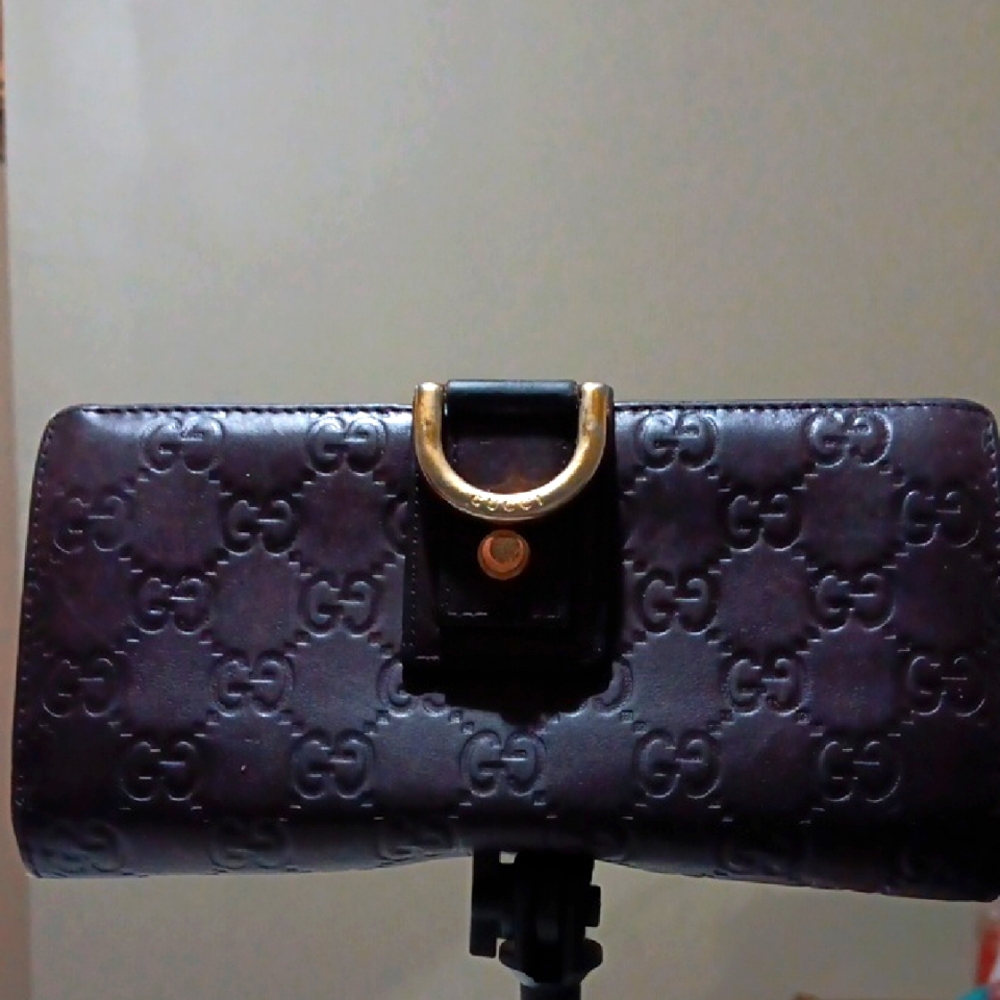 Gucci Guccissima GG Leather Abby Long Wallet Embossed Signature Brn EUC